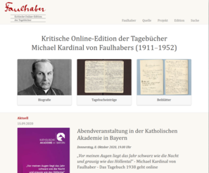 Screenshot der kritische Online-Edition der Tagebücher Michael Kardinal von Faulhabers