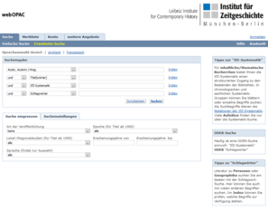 Screenshots des Online-Katalogs der IfZ-Bibliothek