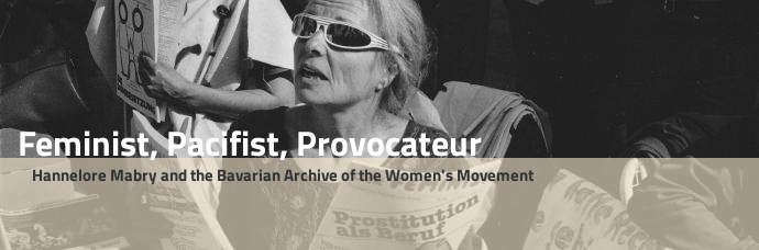 Picture of Hannelore Mabry reading "feminist, pacificst, provocateur"